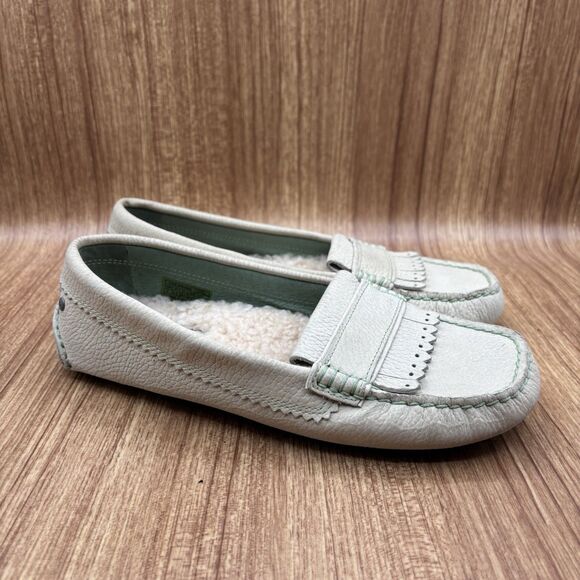 UGG Women's Lonna Dakota Fluff Leather Shearling Loafer Mint Green Size 7 - Picture 1 of 8